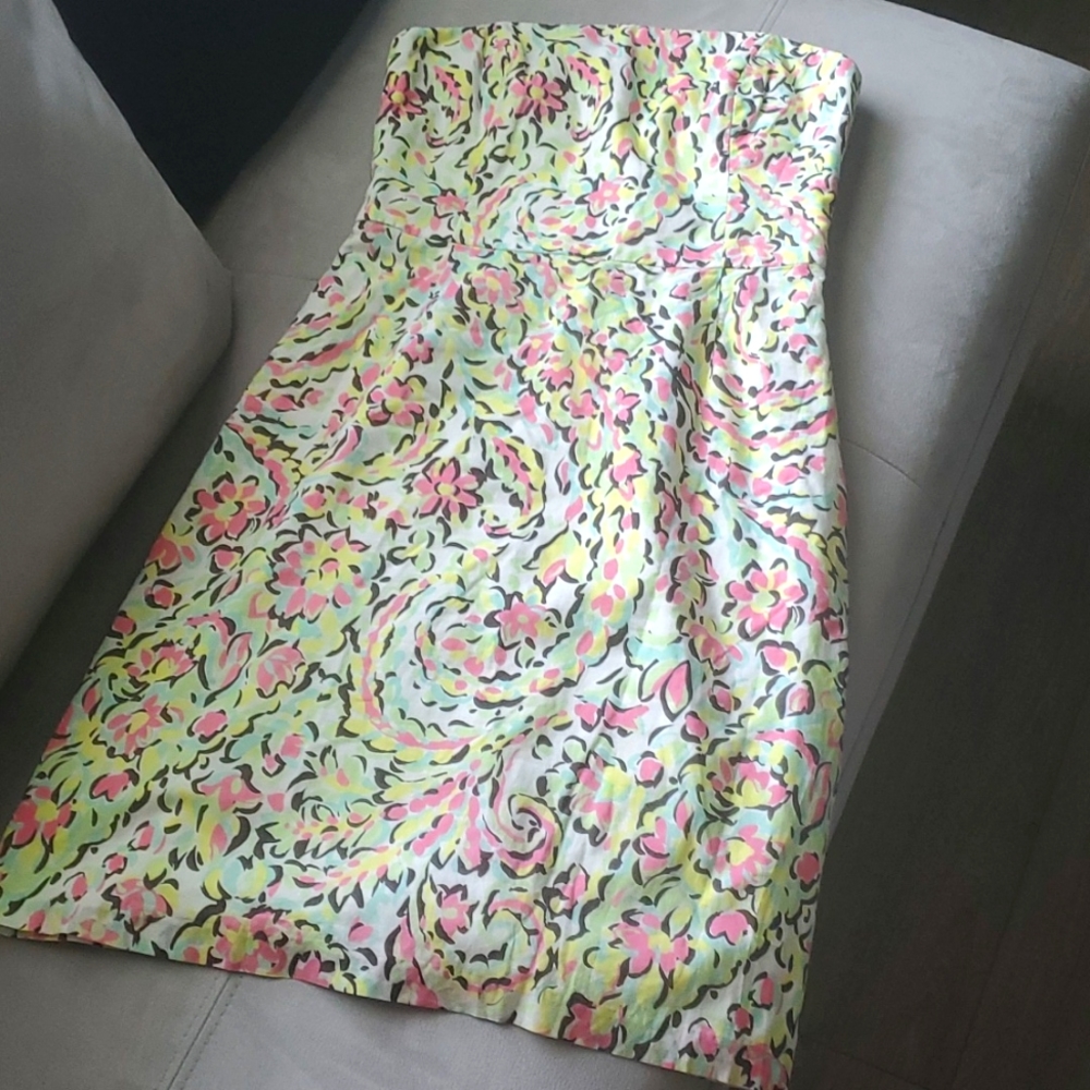 MILLY of New York Strapless Floral Cotton Dress
